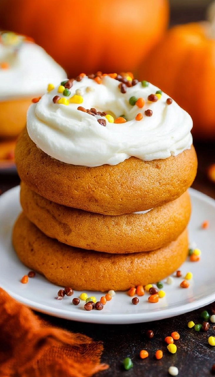 Pumpkin Cookies with Cream Cheese Frosting