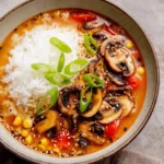 Tomato-Miso-Soup-with-Garlic-Sesame-Mushrooms-Recipe